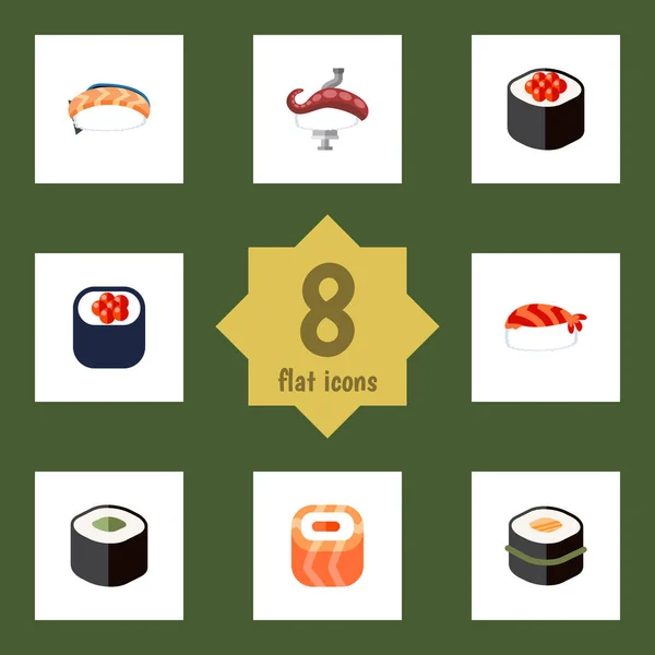 Set de Salmón Icono Plano de Sashimi, Mariscos, Gourmet y Otros Objetos Vectoriales. También incluye Gourmet, Japonés, Elementos Sashimi . — Vector de stock