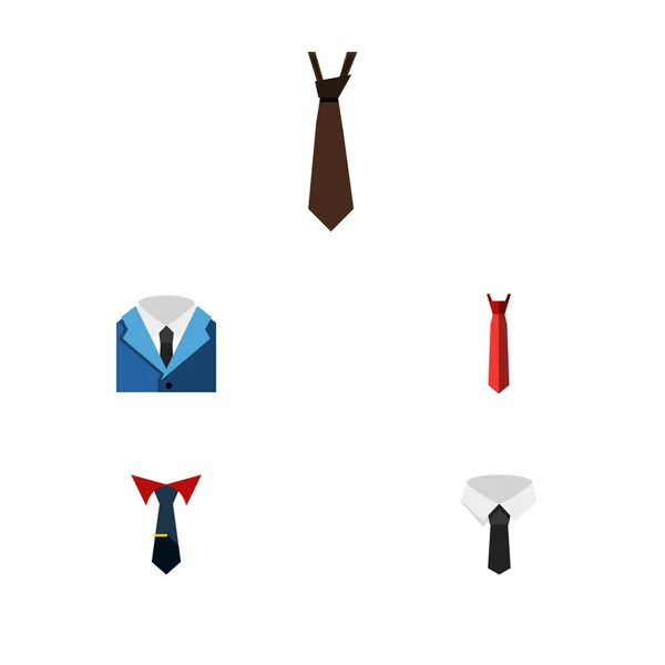 Düz simgesi kravat Tekstil, terzilik, takım elbise ve diğer vektör nesneleri kümesi. Gömlek, terzilik, kravat öğeleri de içerir. — Stok Vektör
