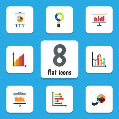 Düz simge grafik seti, Segment, Infographic, izleme ve diğer vektör nesneleri. Ayrıca pasta, yönetim kurulu, diyagram öğelerine içerir.