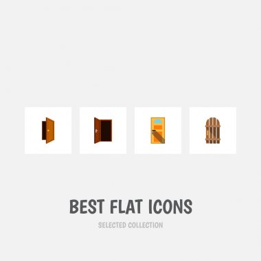 Düz simgesi yaklaşım giriş, yaklaşım, ahşap çit ve diğer vektör nesnelerini ayarlayın. Ayrıca yaklaşım, kapı, ahşap öğeleri içerir.