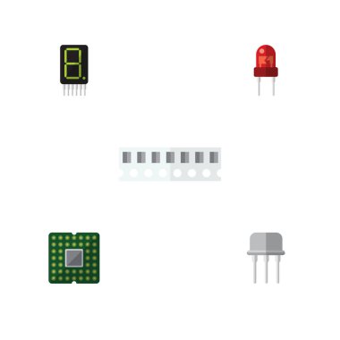 Bellek, Resist, düz simge elektronik seti hesaplamak ve diğer vektör nesnelerine. Ayrıca transistör, hesap makinesi, Fiildistor öğeler içerir.