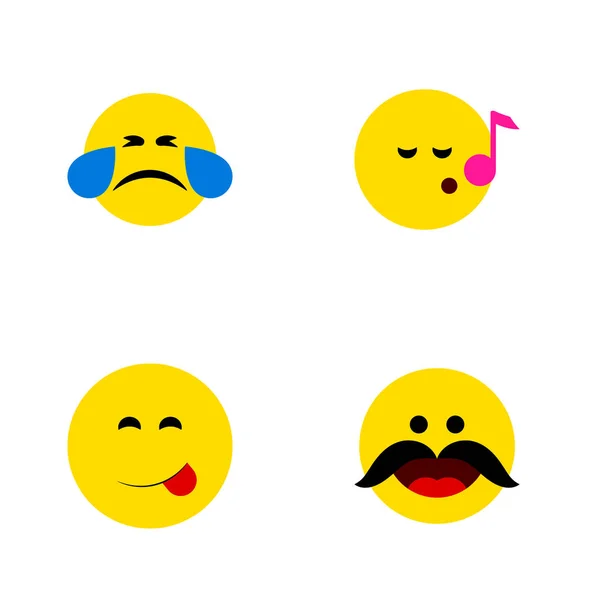 Flat Icon Emoji Set of Delicious Food, Descant, Cold Sweat and Other Vector Objects. Также включает в себя веселые, вкусные, слезы элементов . — стоковый вектор