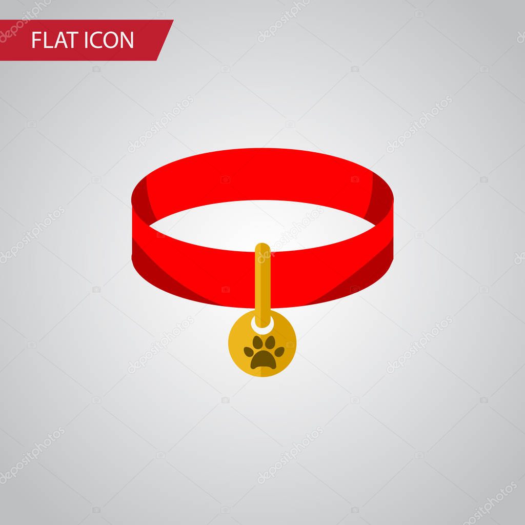 Isolated Cat Necklace Flat Icon. Kitty Collar Vector Element Can Be Used For Cat, Collar, Necklace Design Concept.