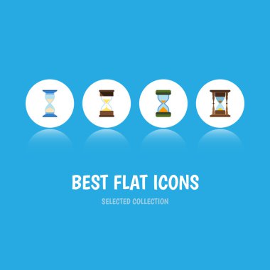 Düz simge kum saati seti bekleyen, kum saati, kum Zamanlayıcı vektör nesneleri. Ayrıca araç, kum, kum saati öğeleri içerir.