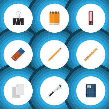 Düz simgesi Aracı Notepaper, çizim aracı, kalem ve diğer vektör nesneleri kümesi. Ayrıca dosya, Not, Not Defteri öğelerini içerir.