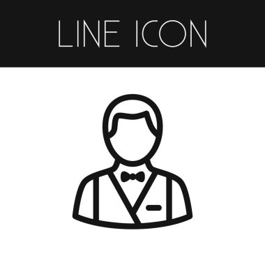 Bankacı anahat izole. Krupiye vektör öğesi kullanılan krupiye, bankacı, satıcı tasarım konsepti için.