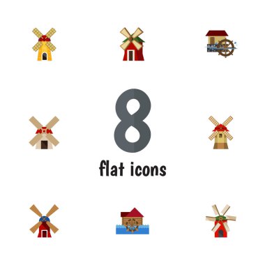 Düz simgesi değirmen tekerlek, ekoloji, Rüzgar enerjisi ve diğer vektör nesneleri ayarlayın. Ayrıca enerji, ekoloji, Mill unsurları içerir.