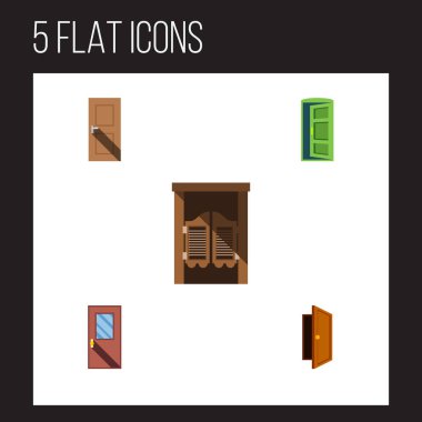 Düz simgesi kapı kümesi çerçeve, giriş, kapı ve diğer vektör nesneleri. Ayrıca giriş, kapı, çıkış öğelerini içerir.