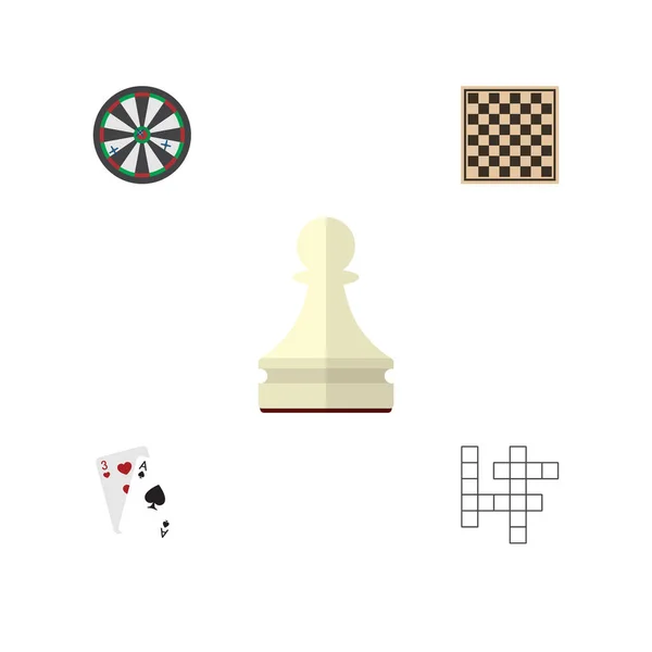 Επίπεδη εικονίδιο ψυχαγωγίας που του σκακιού πίνακα, Ace, πιόνι και άλλα διανυσματικά αντικείμενα. Περιλαμβάνει επίσης βέλος, Ace, κάρτες στοιχεία. — Διανυσματικό Αρχείο