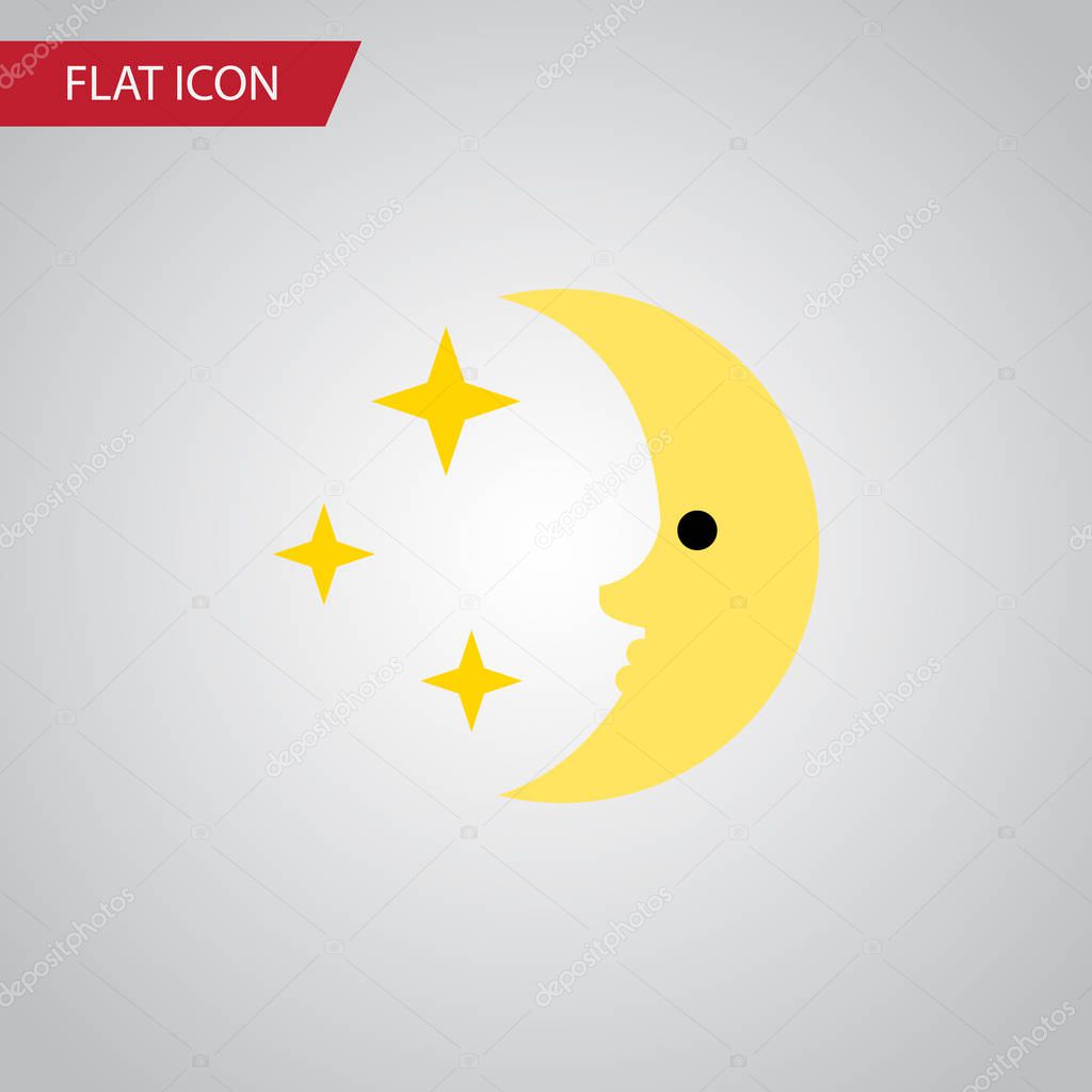 Isolated Midnight Flat Icon. Nighttime Vector Element Can Be Used For Nighttime, Moon, Star Design Concept.
