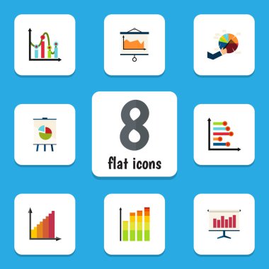 Düz simgesi diyagramı kontrolü, grafik, istatistik ve diğer vektör nesneleri kümesi. Ayrıca Infographic, grafik, tuval unsurları içerir.