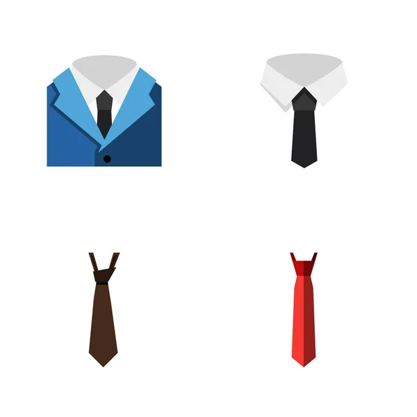 Set di cravatte a icona piatta di stile, tessuto, cravatta e altri oggetti vettoriali. Include anche cravatta, stile, elementi vestito . — Vettoriale Stock