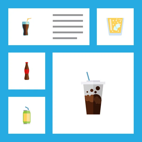 Platte Icon Soda Set van SAP, drankje, limonade en andere vectorobjecten. Ook drank, SAP, limonade elementen. — Stockvector