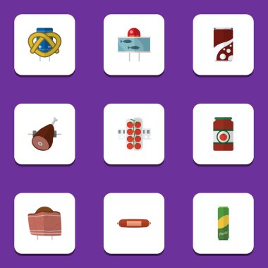 Düz simgesi yemek spagetti, Kielbasa, et ve diğer vektör nesneleri kümesi. Ayrıca domuz sucuğu, makarna, makarna öğeleri içerir.