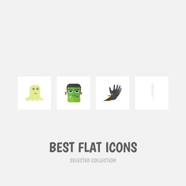 Düz simgesi Festival ruhu, zombi, iskelet ve diğer vektör nesneleri ayarlayın. Ayrıca iskelet, vampir, ceset öğeleri içerir.