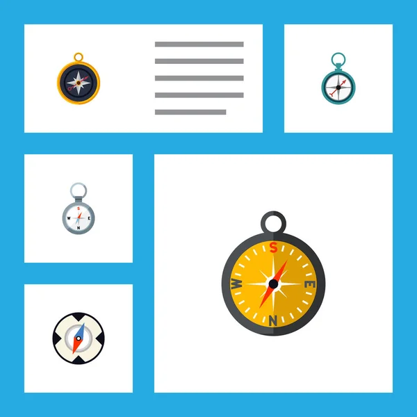 Ensemble d'orientation d'icône plate de diviseur, navigateur d'aimant, direction et autres objets vectoriels. Comprend également Boussole, Navigation, Éléments d'aimant . — Image vectorielle