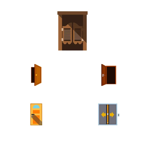 平面图标方法设置的方法、 入口、 大堂和其他矢量对象。此外包括电梯，门，大厅元素. — 图库矢量图片