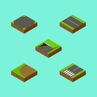 İzometrik yolu dönüm, düz, kavşak ve diğer vektör nesneleri kümesi. Ayrıca Road, uçak, dönüm öğeleri içerir.