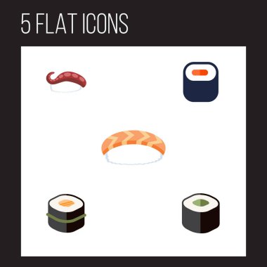 Düz simgesi Maki kümesi deniz ürünleri, Sashimi, Maki ve diğer vektör nesneleri. Ayrıca gurme, somon, suşi öğeleri içerir.