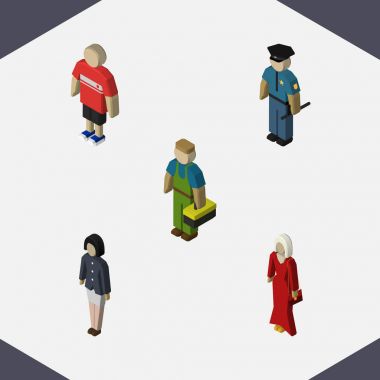 İzometrik insanlar adam, tesisatçı, memur ve diğer vektör nesnelerini ayarlayın. Ayrıca kız, teknisyen, adam unsurları içerir.