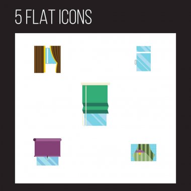 Düz simgesi çerçeve perde, balkon, temiz ve diğer vektör nesneleri kümesi. Ayrıca temiz, perde, pencere öğelerini içerir.