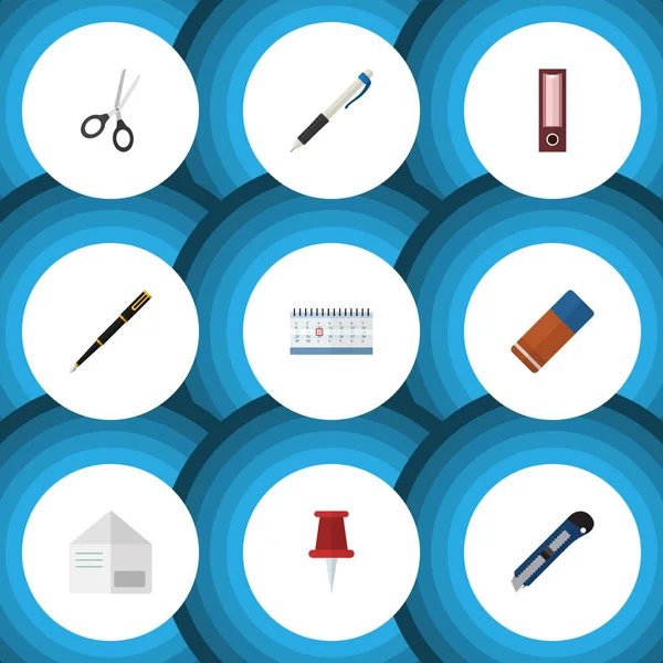 Düz simgesi araç kümesi ucu kalem, mektup, kesme makineleri ve diğer vektör nesneleri. Ayrıca içerir yazma, kağıt, mektup öğeleri.