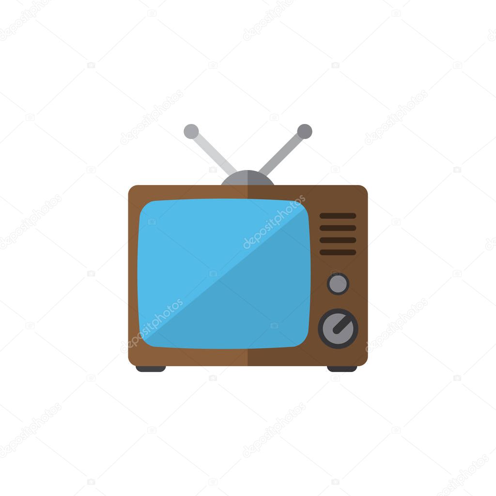 Isolated Old Tv Flat Icon. Television Vector Element Can Be Used For Tv, Television, Broadcast Design Concept.