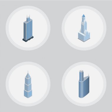 İzometrik bina İşletme Merkezi, Cityscape, Bina ve diğer vektör nesneleri kümesi. Ayrıca dış, Merkezi, iş öğeleri içerir.