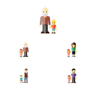Düz simgesi insanlar İngitere, baba, çocuklar ve diğer vektör nesnelerini ayarlayın. Ayrıca anne, torun, baba unsurları içerir.