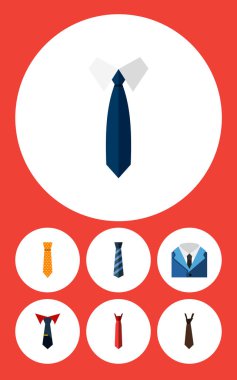 Düz simgesi giyim Cravat, takım elbise, kravat ve diğer vektör nesneleri ayarlayın. Ayrıca kravat, kravat, kravat öğeleri içerir.