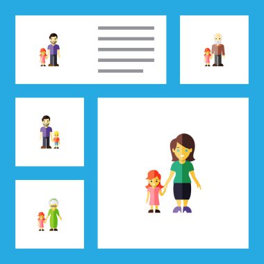 Düz simgesi insanlar İngitere evlat, büyükbaba vektör nesnelerini ayarlayın. Ayrıca torun, anne, Aile öğeleri içerir.