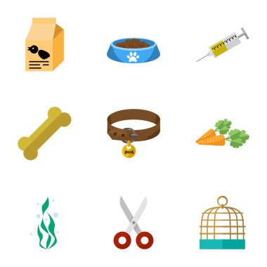 Kök sebze, kuş hapis, deniz yosunu ve diğer vektör nesnelerini düz simgesi hayvan kümesi. Ayrıca aşı, yaka, deniz yosunu öğeleri içerir.