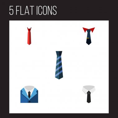 Düz simge giyim seti, terzilik, tekstil, kravat ve diğer vektör nesnelerine. Ayrıca öğeleri terzilik yaka, kravat, içerir.