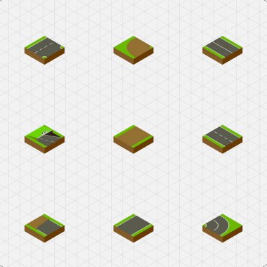 İzometrik yolu metro, düz, asfalt ve diğer vektör nesnelerini ayarlayın. Ayrıca aşağı, bitmemiş, bitüm öğeleri içerir.