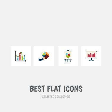 Düz simgesi diyagramı kümesi Segment, grafik, şövale ve diğer vektör nesneleri. Grafiği, pasta, Bar öğeleri de içerir.