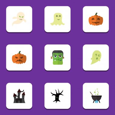 Düz simgesi Festivali Magic, ruh, canavar ve diğer vektör nesnelerini ayarlayın. Ayrıca ağaç, vampir, hayalet öğeler içerir.