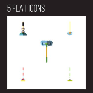 Besom, ekipman, süpürge sopası ve diğer vektör nesnelerini düz simge süpürge sopası seti. Ayrıca Cleaner, süpürme, süpürge sopası unsurları içerir.