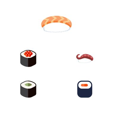 Düz simgesi Sashimi deniz ürünleri, Sashimi, Japon yemekleri ve diğer vektör nesnelerini ayarlayın. Ayrıca gıda, Japonca, suşi öğeleri içerir.