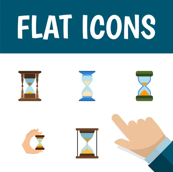 Flat Icon Timer Set Of Minute Measuring, Hourglass, Sandglass Vector Objects. Also Includes Hourglass, Instrument, Measurement Elements. — Stock Vector