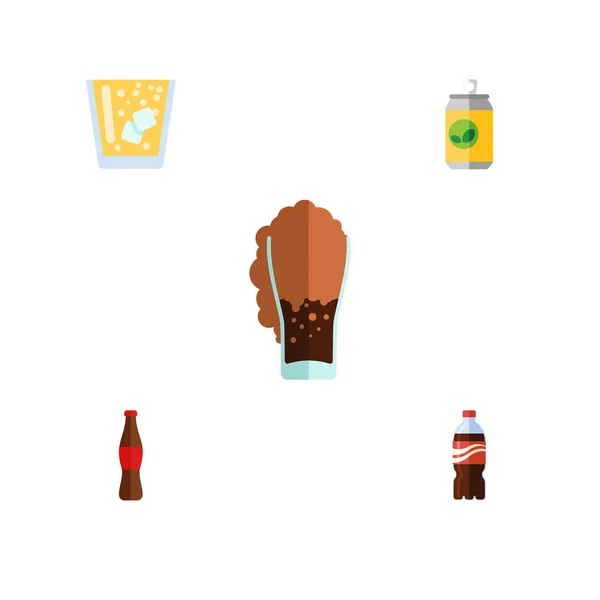 Icône plate Soda ensemble de limonade, bouteille, des boissons et autres objets vectoriels. Comprend également des boissons, Fizzy, éléments de bouteille. — Image vectorielle