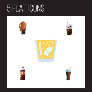 Şişe, limonata, gazlı içecek ve diğer vektör nesnelerini düz simge içki seti. Aynı zamanda şişe, içki, Soda unsurları içerir.