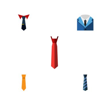 Düz giyim, kravat, terzilik, simge kravat seti ve diğer vektör nesneleri. Ayrıca kravat, gömlek, kravat öğeleri içerir.