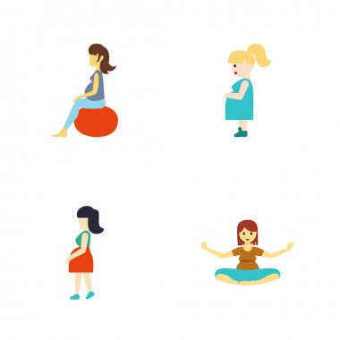 Düz simgesi gebelik Fitness, anne, hamile kadın ve diğer vektör nesnelerini ayarlayın. Ayrıca kadın, Bayan, gebelik öğeleri içerir.