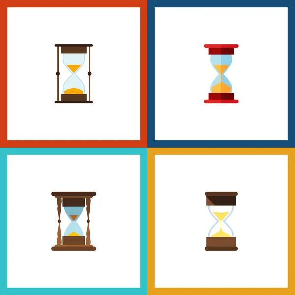 Flat ikonen Timer Set av lastning, minut mätning, timglaset vektorobjekt. Innehåller även Sand, Instrument, timglas element. — Stock vektor