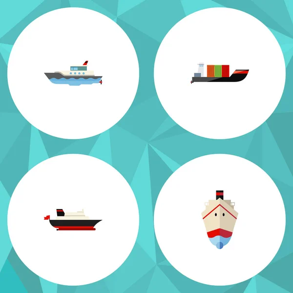 Conjunto de barcos Icono plano de velero, carga, petrolero y otros objetos vectoriales. También incluye buque, envío, elementos de la nave . — Vector de stock