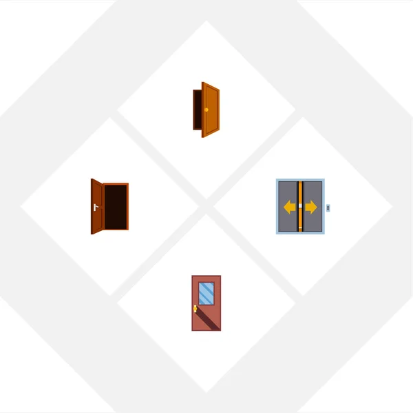 Flat icon approach set von lobby, entry, door und anderen vektorobjekten. umfasst auch Aufzug, Ausgang, Eingangselemente. — Stockvektor