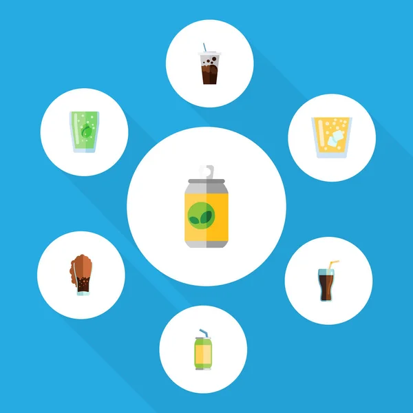 Ensemble plat de boisson d'icône de tasse, limonade, boisson et autres objets vectoriels. Comprend également carbonaté, soda, éléments de coupe . — Image vectorielle