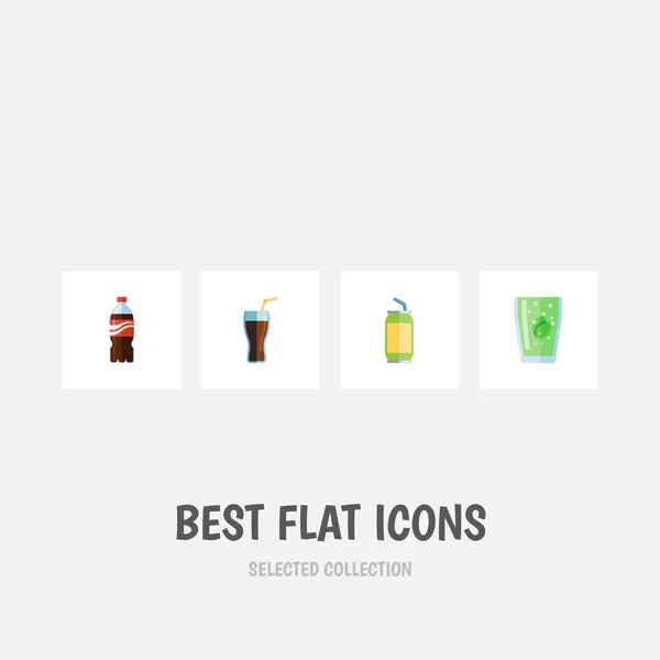 Platte Icon drank Set van fles, drankje, kop en andere vectorobjecten. Ook kernelementen limonade, Cup, fles. — Stockvector