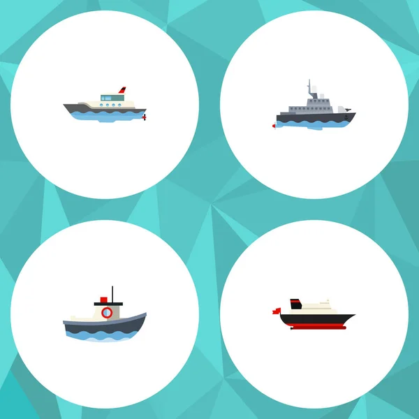 Icono plano conjunto de barcos de velero, barco, transporte y otros objetos vectoriales. También incluye barco, yate, elementos de transporte . — Vector de stock