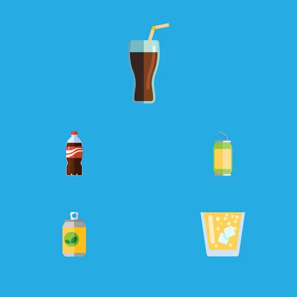 Set de bebidas de soda de icono plano, limonada, bebida mareada y otros objetos vectoriales. También incluye Copa, Fizzy, Elementos de jugo . — Archivo Imágenes Vectoriales